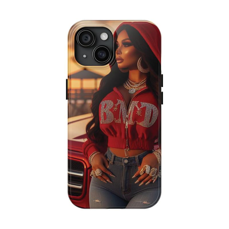 B.M.D Sunset Beach Tough Phone Cases - Red, Protective Phone Covers, Beach Lovers Gift, Phone Accessories, Coastal Decor, Sunset Phone Case