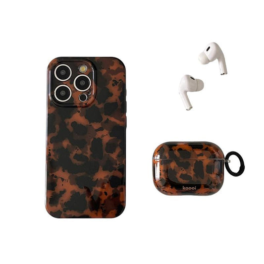 Vintage Amber Vein Pattern Earphone Case, Earphone Protector Cover, Earphone Protective Case Compatible with Airpods, Phone Cases, for In-Ear Headphones, Phone Cases, Dark Brown, for Earbuds